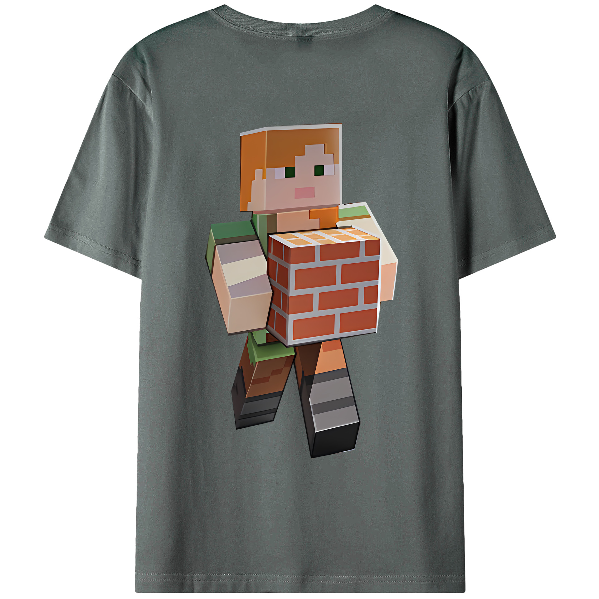 （画像用） マインクラフト ブロックの世界 Minecraft MC Block world 綿100％ メンズ半袖Tシャツ（バックプリント） 通気性